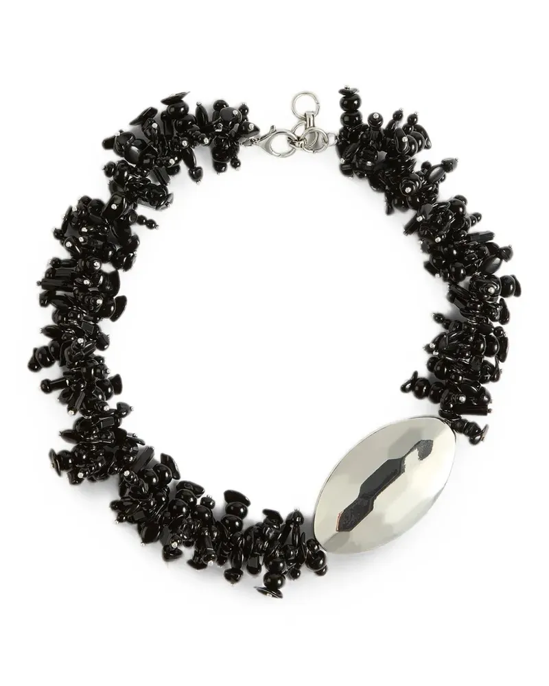 Liviana Conti Minerva beaded oval-plaque necklace - Schwarz Schwarz