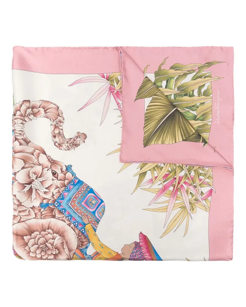 Ferragamo elephant-print silk scarf - Rosa Rosa