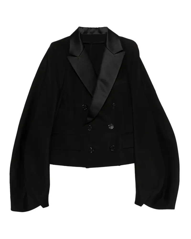 Sacai double-breasted cropped jacket - Schwarz Schwarz