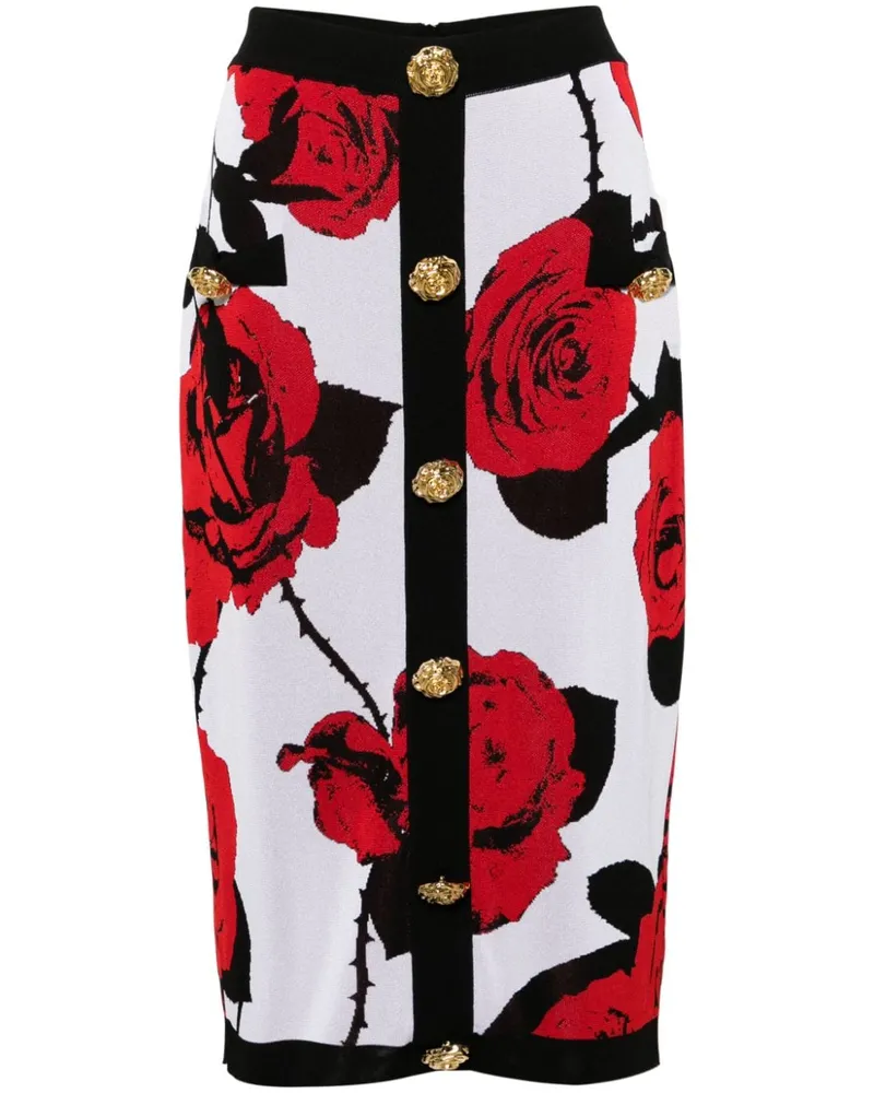 Balmain Jacquard-Rock mit Blumenmuster - Weiß Weiß