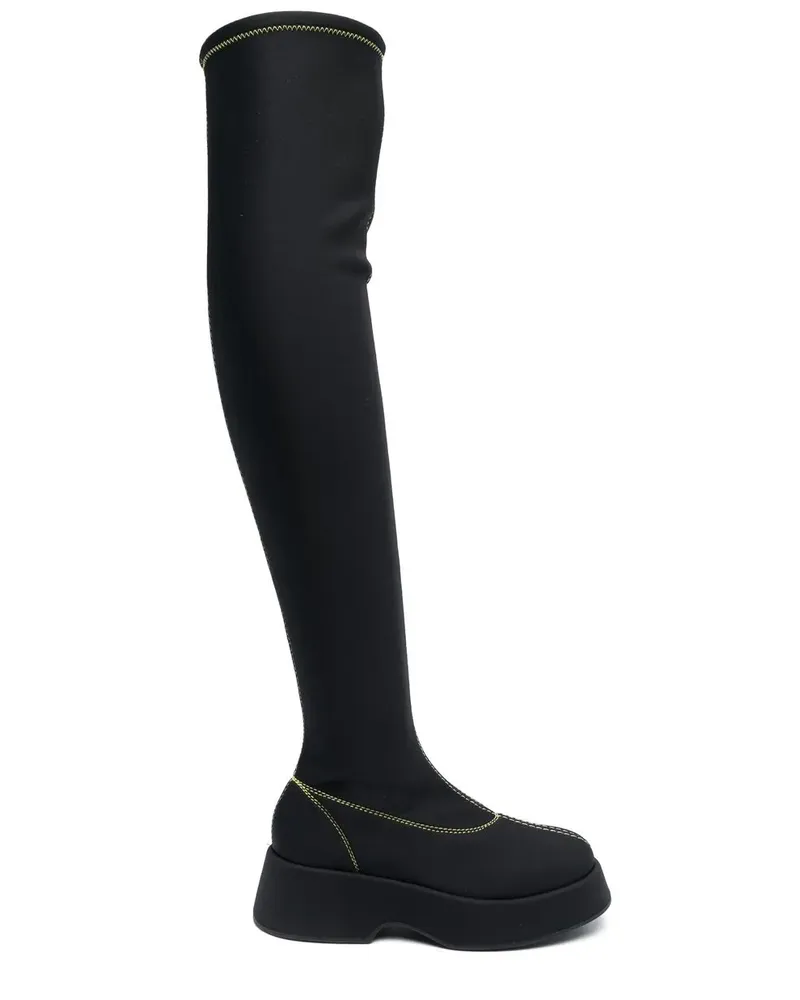 Ganni Retro Flatform-Stiefel - Schwarz Schwarz