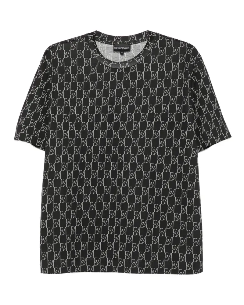 Emporio Armani monogram-print short-sleeve T-shirt - Schwarz Schwarz