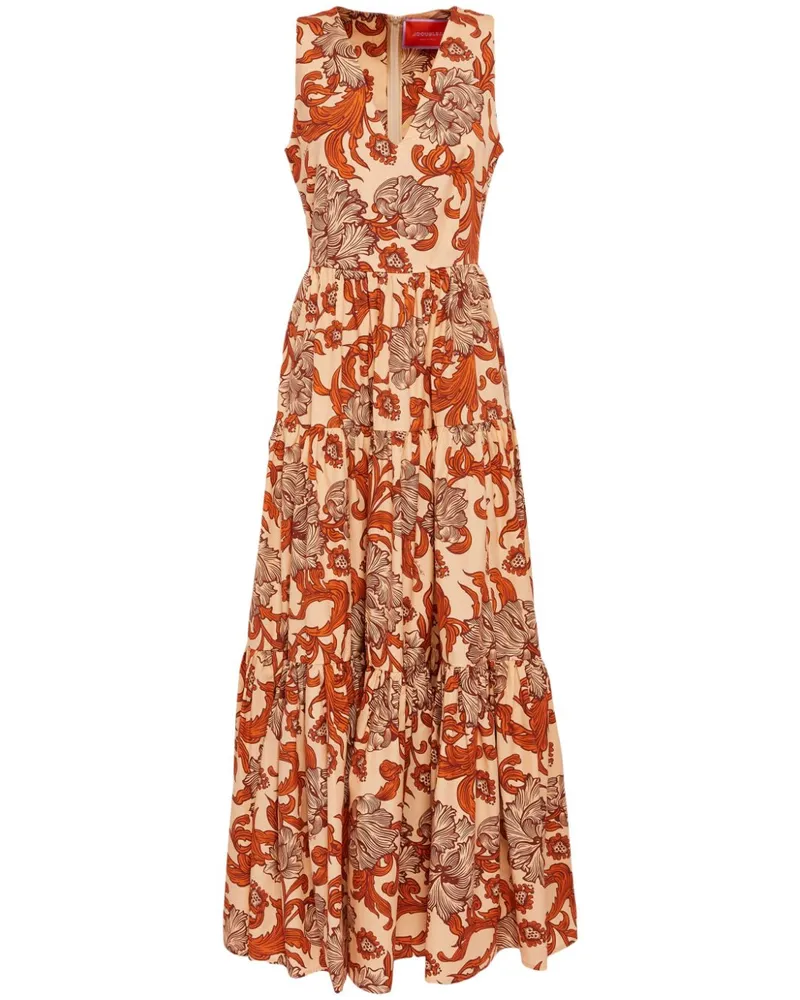 La DoubleJ Big Popeline-Kleid mit botanischem Print - Rosa Rosa