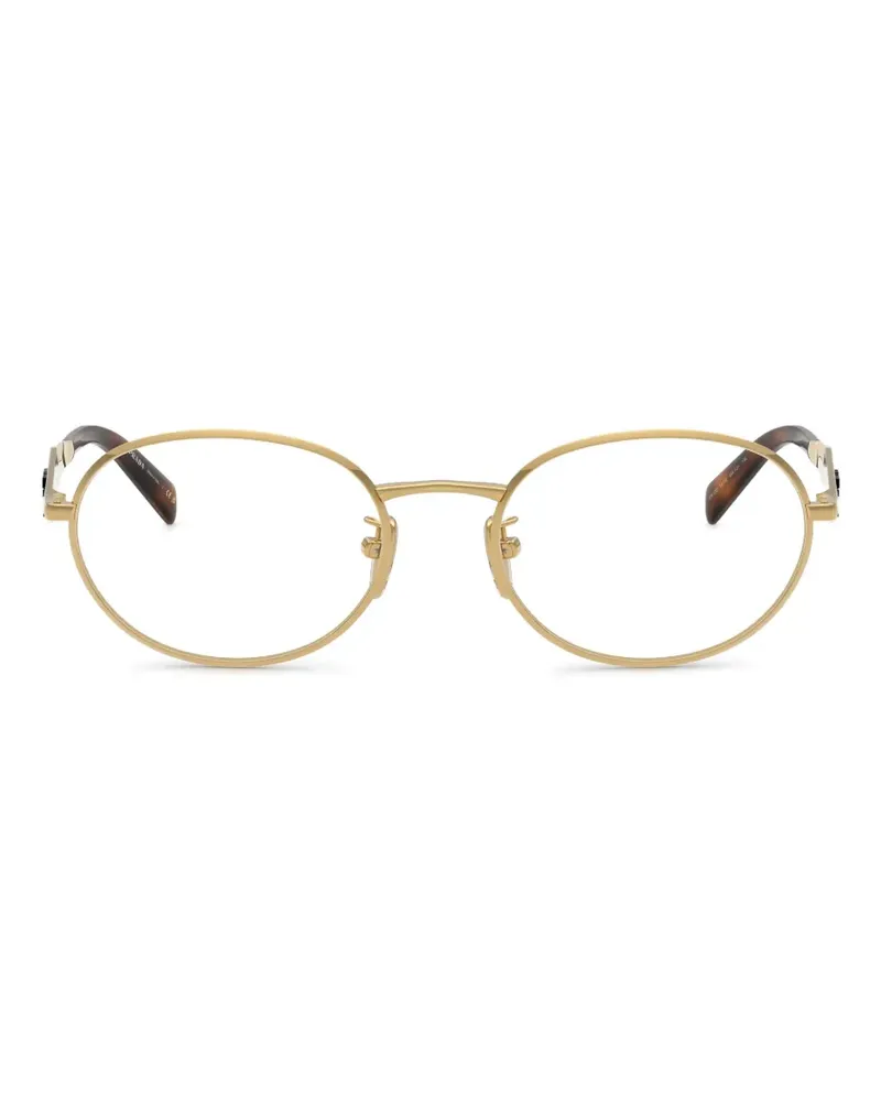Prada logo-plaque oval-frame glasses - Gold Gold