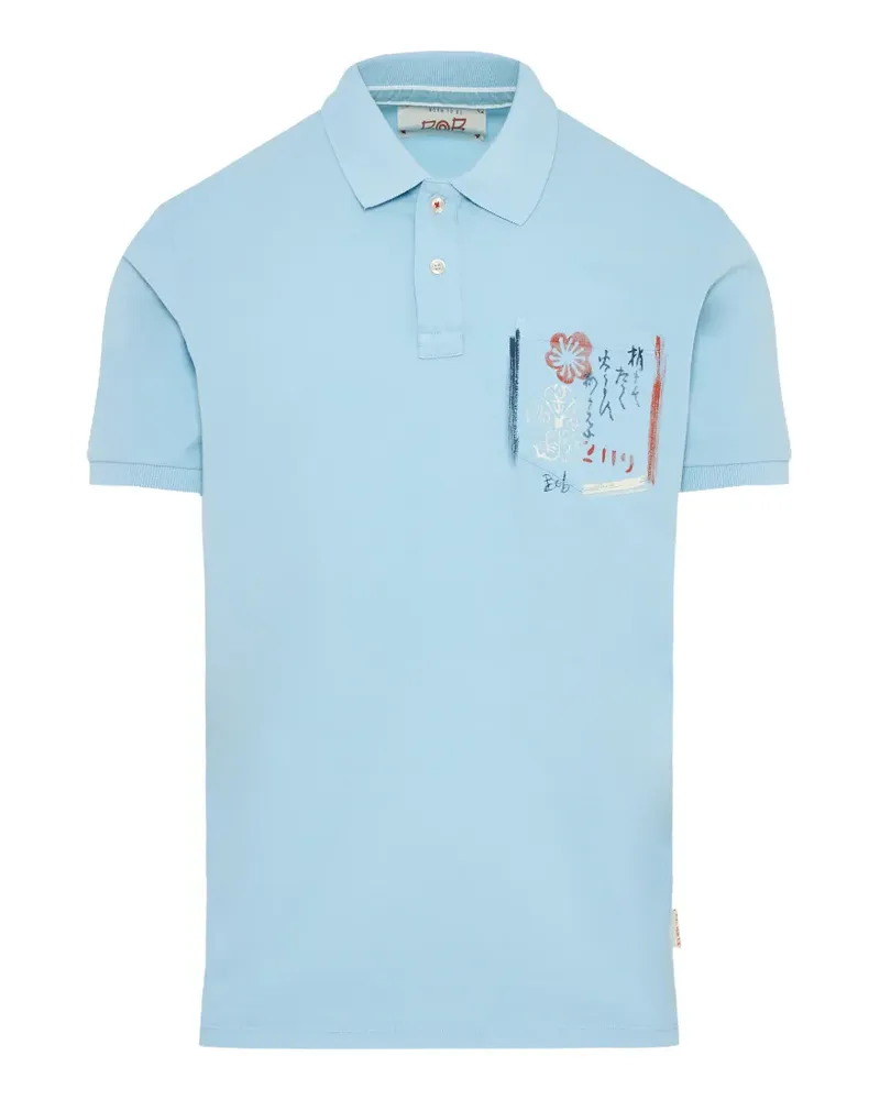 BOB graphic-print chest-pocket polo shirt - Blau Blau