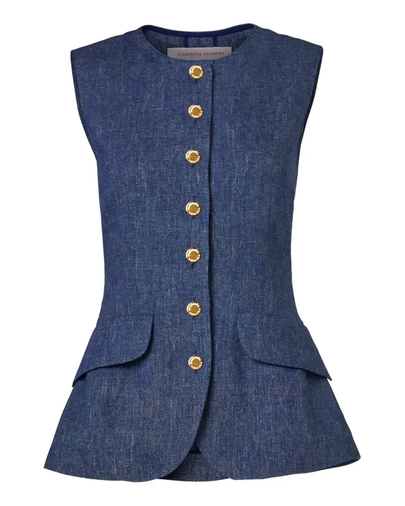 Carolina Herrera New York buttoned peplum top - Blau Blau