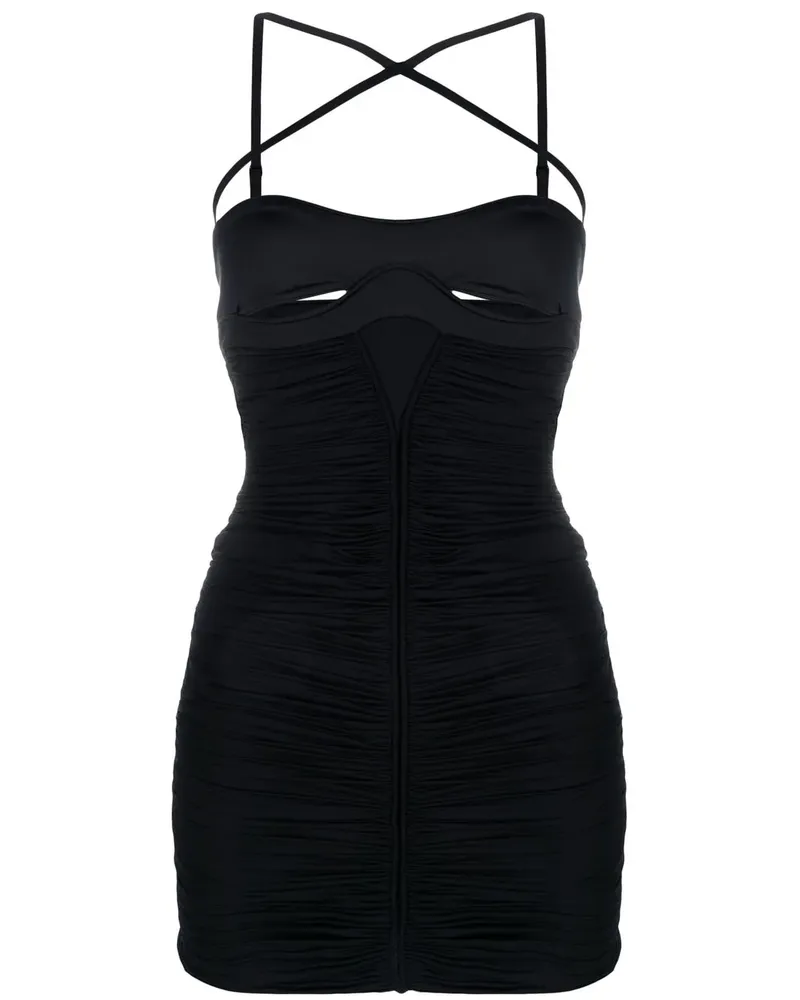 Thierry Mugler Gerafftes Kleid mit Cut-Out - Schwarz Schwarz