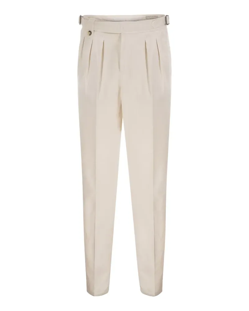 Brunello Cucinelli pleated side-adjuster tapered trousers - Weiß Weiß