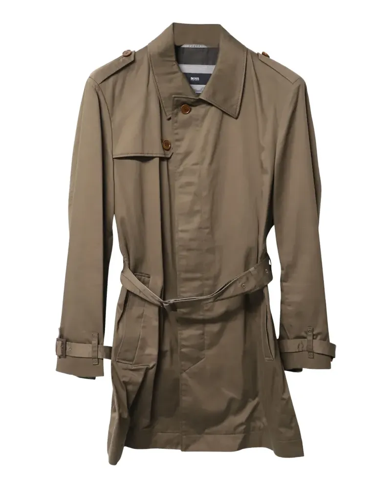HUGO BOSS button-fastening belted coat - Braun Braun