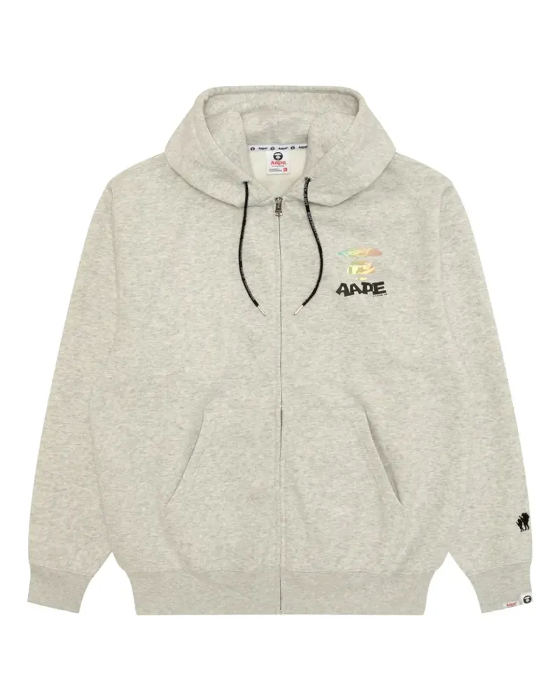 BAPE logo-print zip-up hoodie - Grau Grau