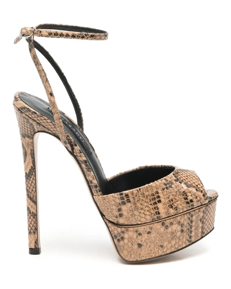 Casadei Sandalen mit Schlangenleder-Optik - Nude Nude