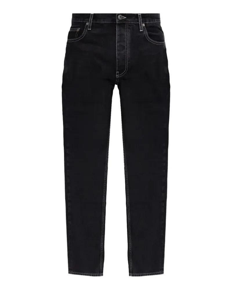 OFF-WHITE contrast-stitch logo-print jeans - Schwarz Schwarz