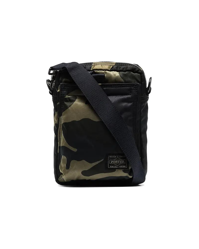 PORTER-YOSHIDA & CO Schultertasche mit Camouflage-Print - Grün Grün