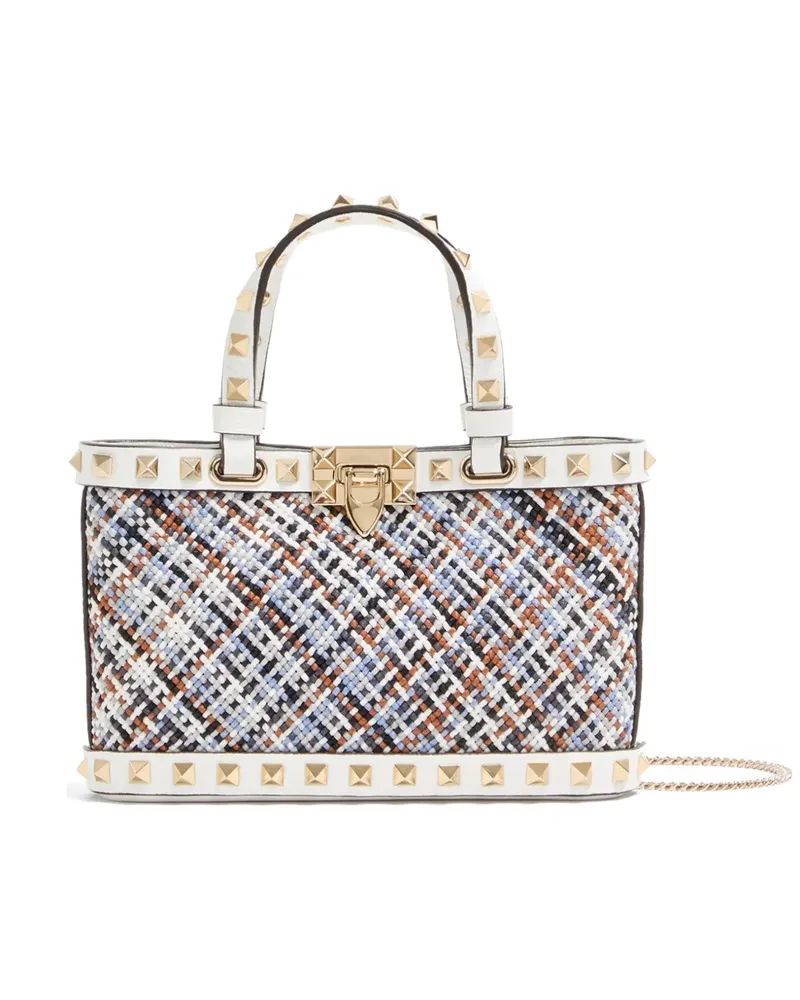 Valentino Garavani Mini Rockstud Einkaufstasche aus Webstoff - Weiß Weiß