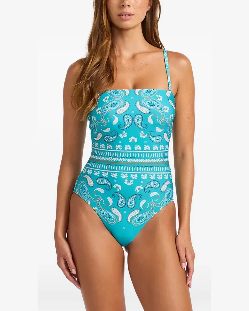 Seafolly Australia Drift Club paisley-print bandeau swimsuit - Blau Blau