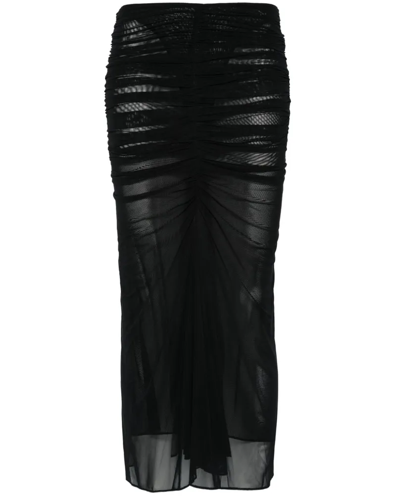 Thierry Mugler Midirock mit Raffungen - Schwarz Schwarz