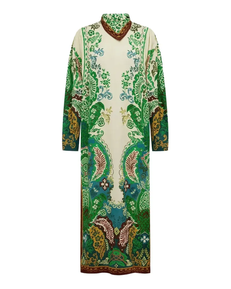 ALEMAIS Florence Jacquard-Midikleid mit botanischem Print - Nude Nude