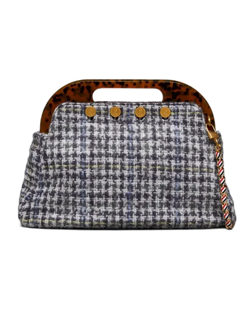 Thom Browne Jr. Teviot Tasche aus Gunclub Check-Mohär - Schwarz Schwarz