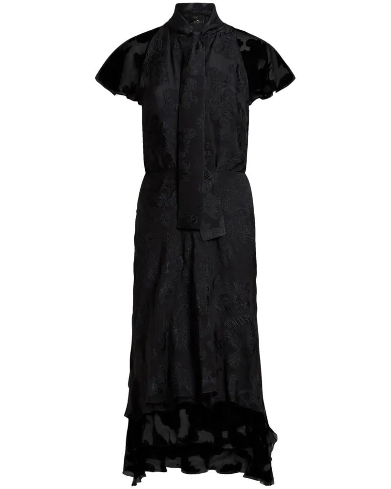Etro Mittellanges Chiffonkleid - Schwarz Schwarz