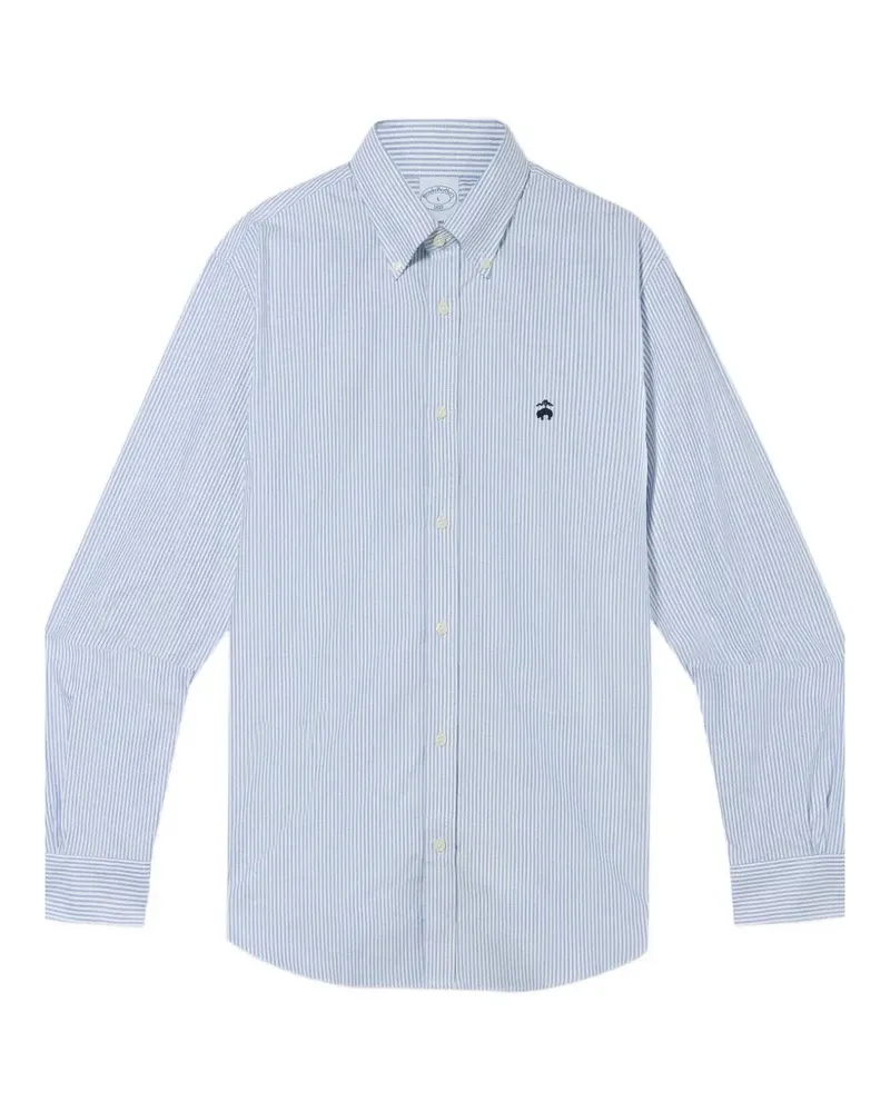Brooks Brothers Gestreiftes Hemd mit Logo-Stickerei - Weiß Weiß