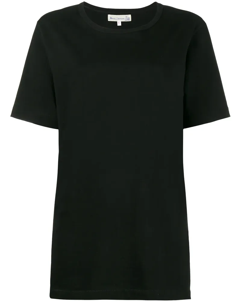 Merz b. Schwanen T-Shirt mit rundem Ausschnitt - Schwarz Schwarz