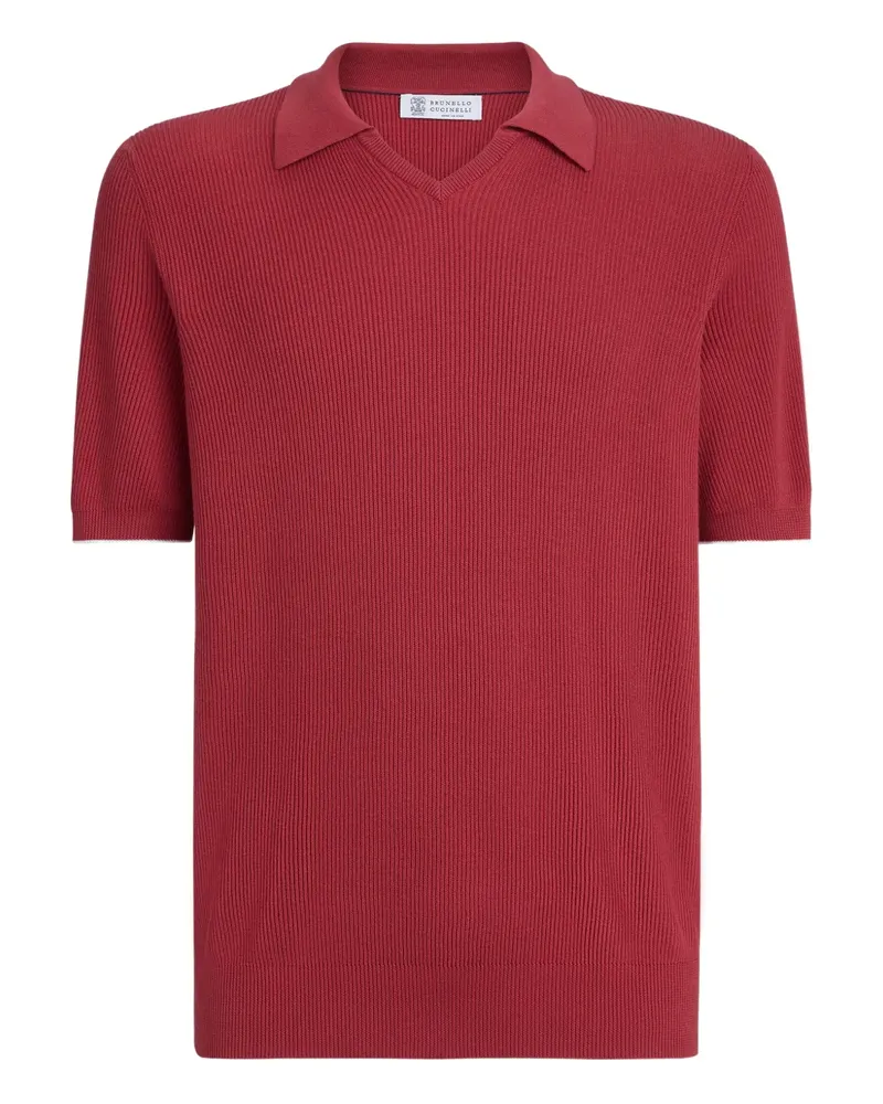 Brunello Cucinelli T-Shirt mit V-Ausschnitt - Rot Rot
