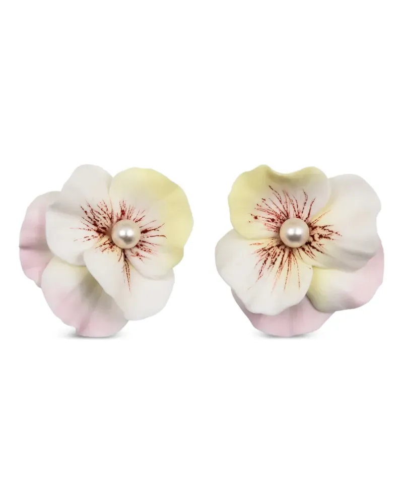 Jennifer Behr Viletta Ohrringe mit Blumenform - Weiß Weiß