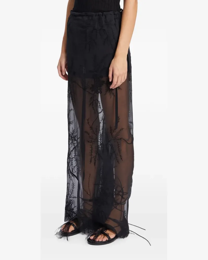 Ann Demeulemeester Sheila embroidered crepon skirt - Schwarz Schwarz