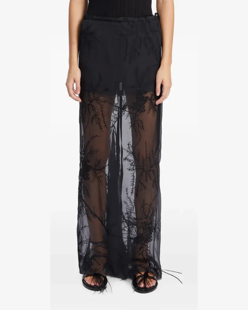 Ann Demeulemeester Sheila embroidered crepon skirt - Schwarz Schwarz