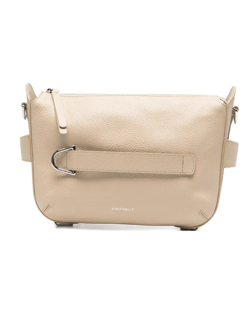 Coccinelle logo-print shoulder bag - Nude Nude