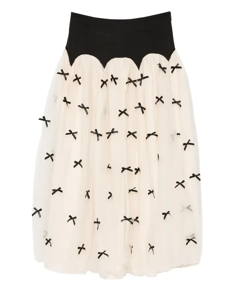 Never Fully Dressed Monika Midirock mit Schleifenapplikation - Nude Nude