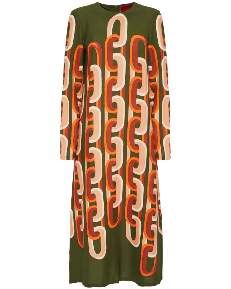 La DoubleJ Midikleid mit Ketten-Print - Grün Grün