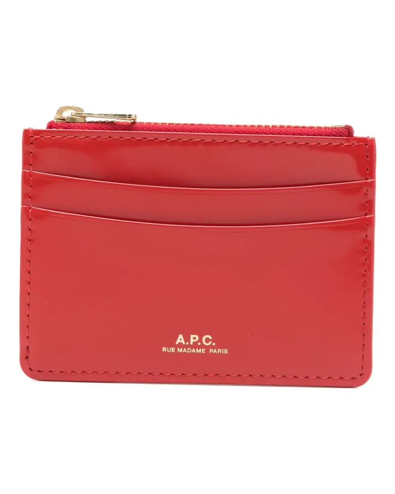 A.P.C. logo-print zip-fastening card holder - Rot Rot