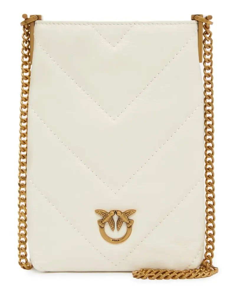Pinko Gesteppte Love Birds Handytasche - Weiß Weiß