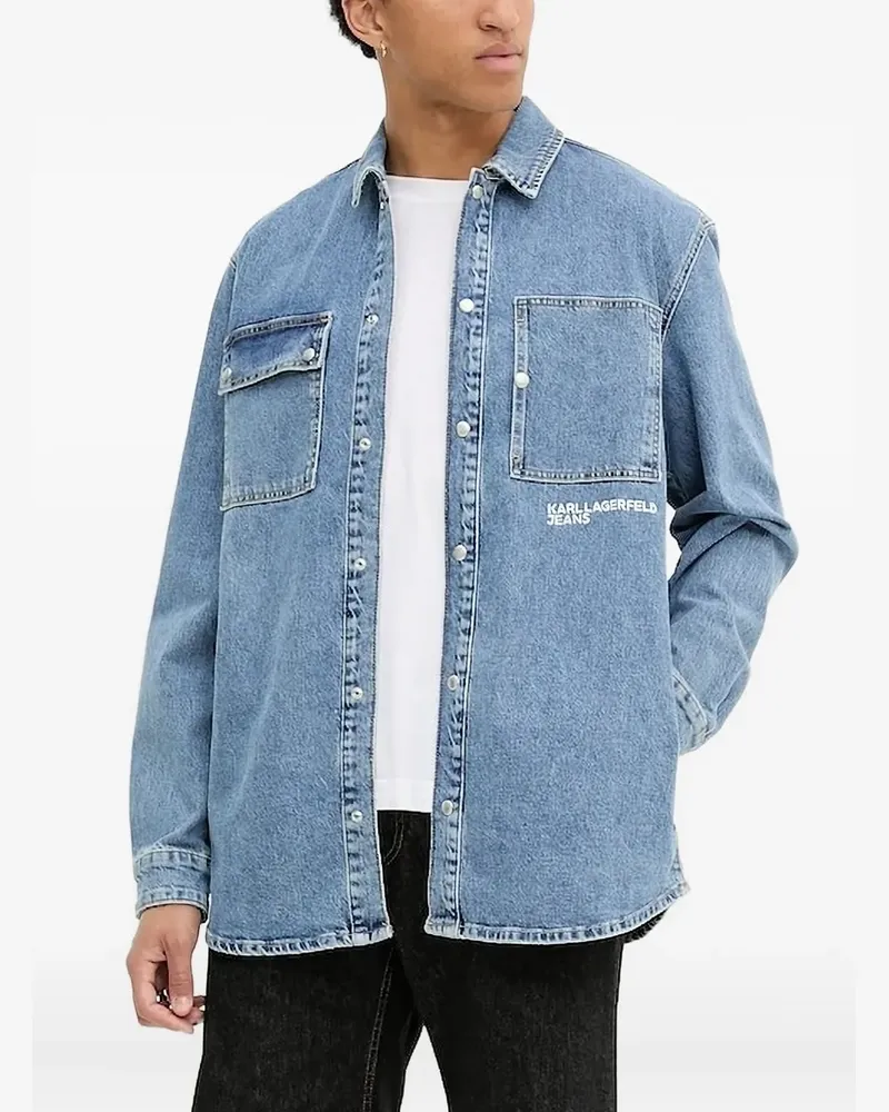 Karl Lagerfeld Jeanshemd mit Taschendetail - Blau Blau