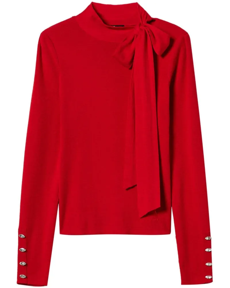Twin-Set Stehkragen-Pullover mit Schleife - Rot Rot