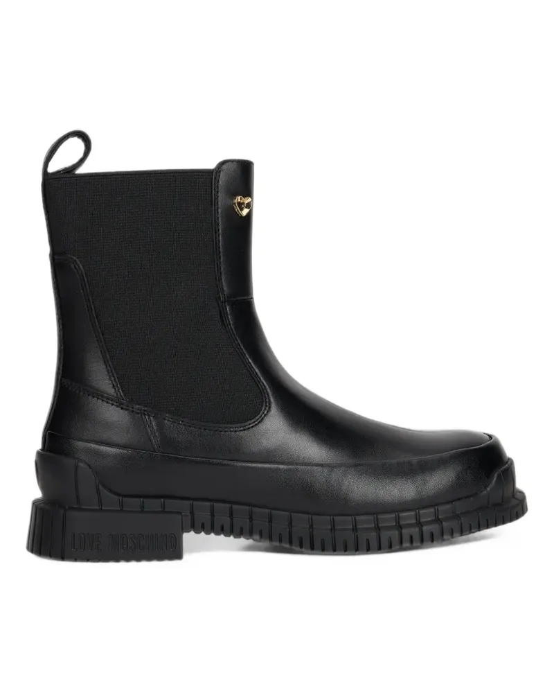 Moschino heart-motif ridged-sole boots - Schwarz Schwarz