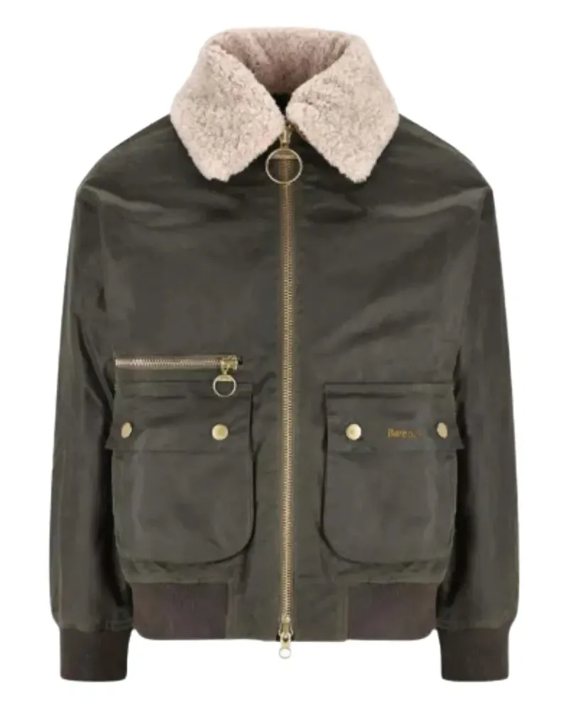Barbour shearling-collar pocket jacket - Grün Grün