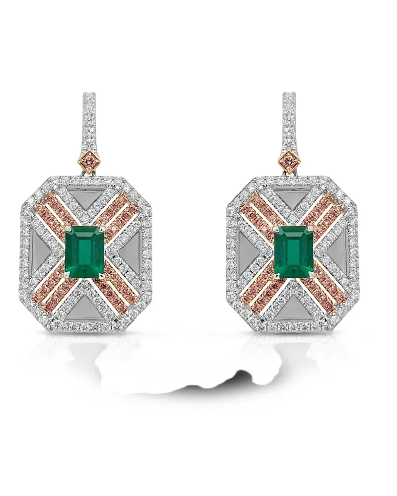 HYT Jewelry emerald and diamond drop earrings - Silber Silber
