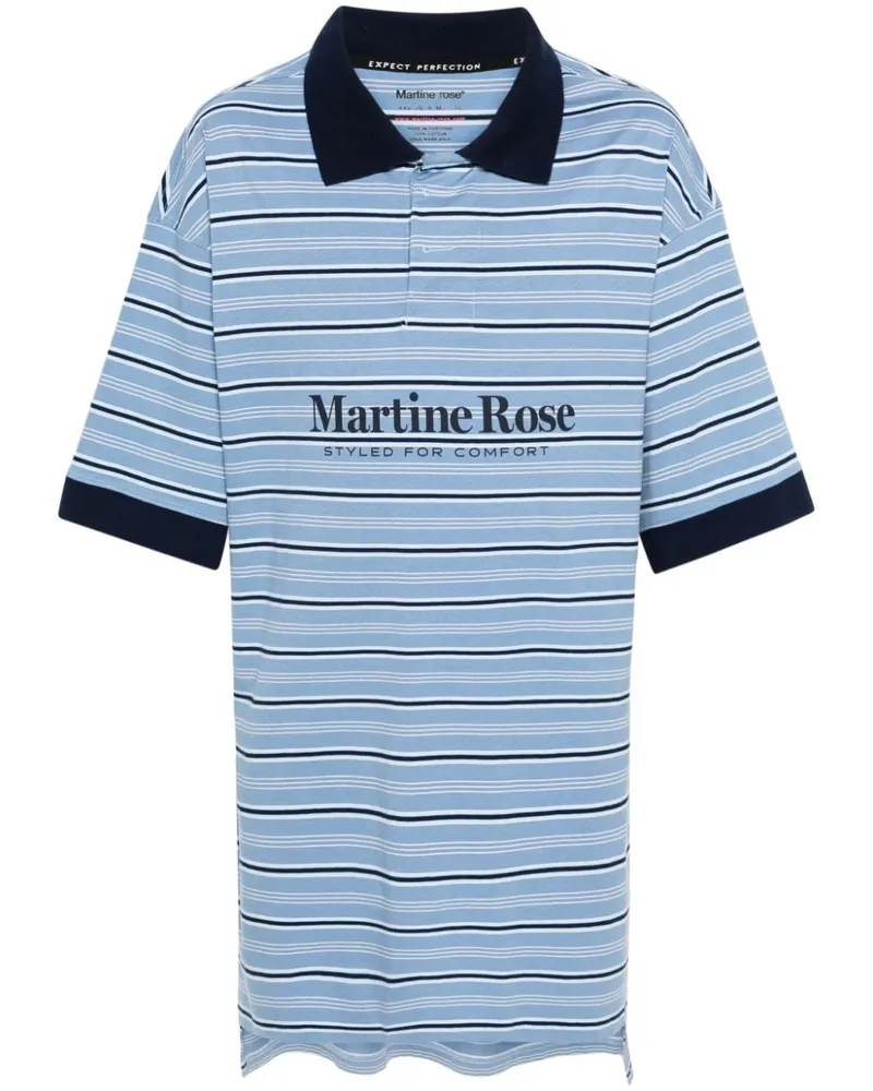 Martine Rose Gestreiftes T-Shirt mit Logo-Print - Blau Blau