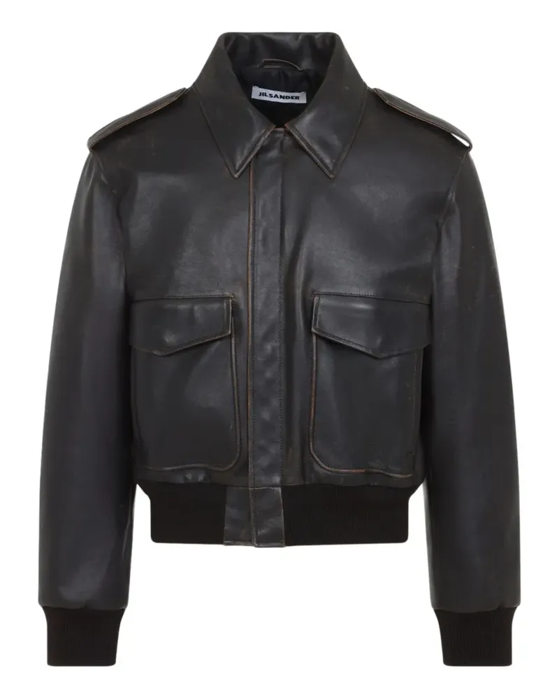 Jil Sander distressed leather jacket - Schwarz Schwarz