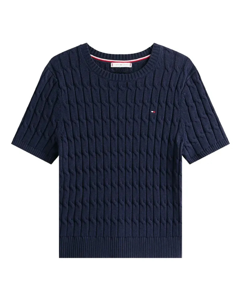 Tommy Hilfiger T-Shirt mit Zopfmuster - Blau Blau