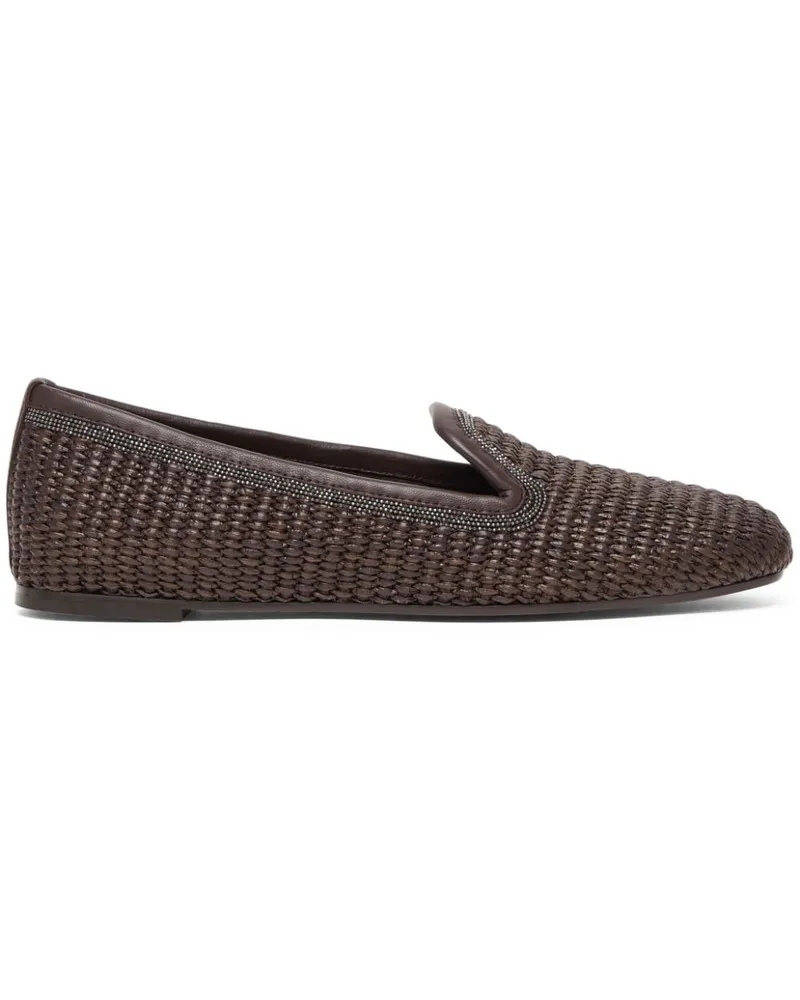 Brunello Cucinelli Slipper mit Webmuster - Braun Braun