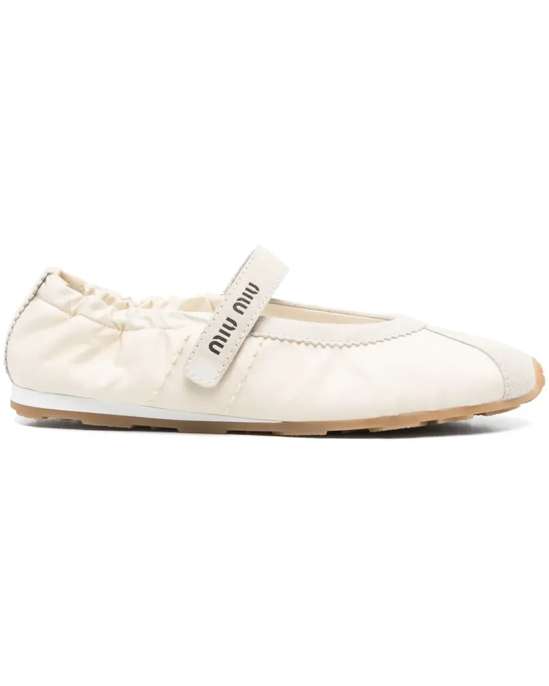 Miu Miu Ballerinas mit Logo-Print - Nude Nude