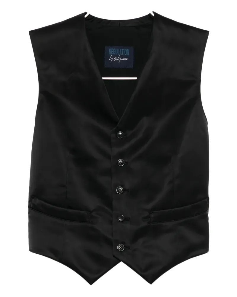 Yohji Yamamoto Twill-Weste - Schwarz Schwarz