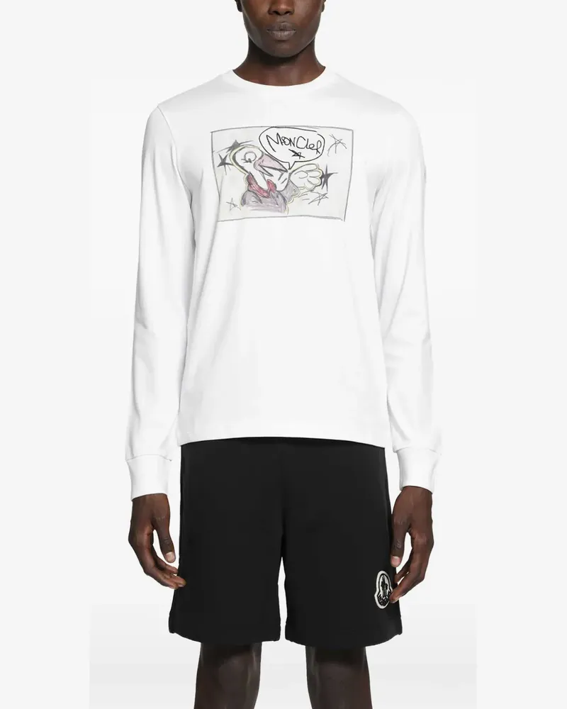 Moncler Langarmshirt mit grafischem Print - Weiß Weiß
