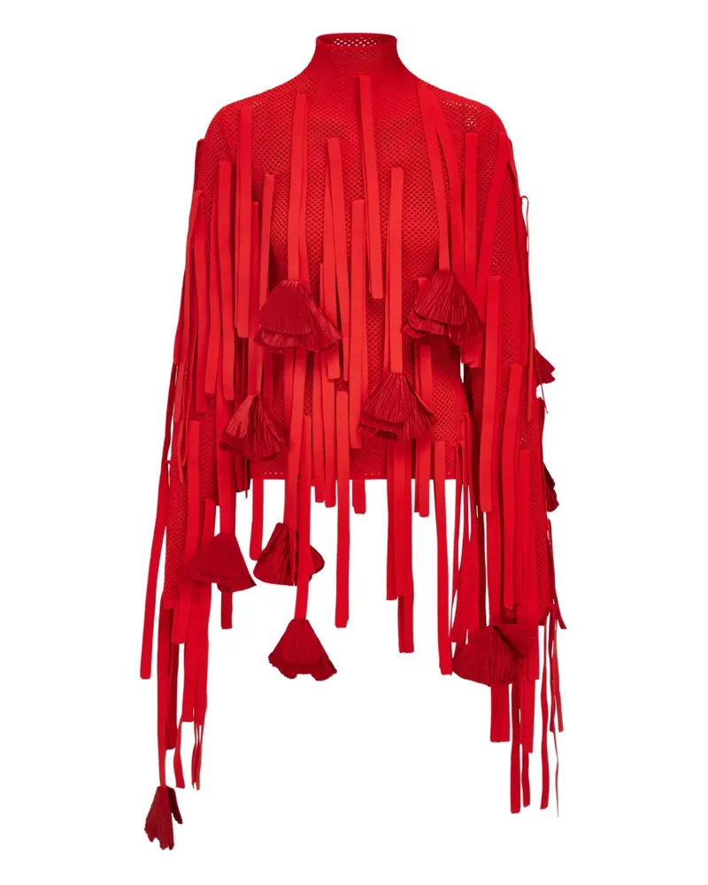Ferragamo Mesh-Sweatshirt mit Blumendetail - Rot Rot