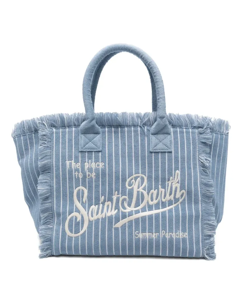MC2 Saint Barth Vanity embossed striped fringe tote bag - Blau Blau