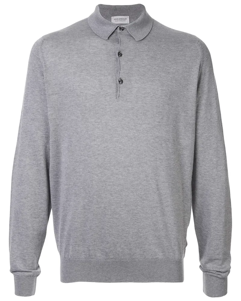 John Smedley Poloshirt mit langen Ärmeln - Grau Grau