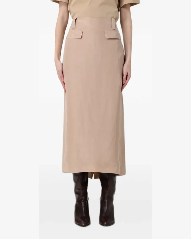 Fabiana Filippi belt-loop flap-detail midi skirt - Nude Nude